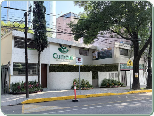 Fachada de la escuela Cumani en Coyoacán.
